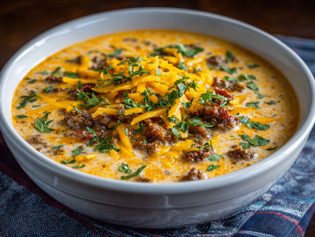 cheesy hamburger potato soup