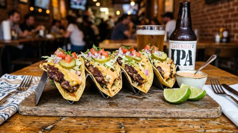 Smash burger tacos