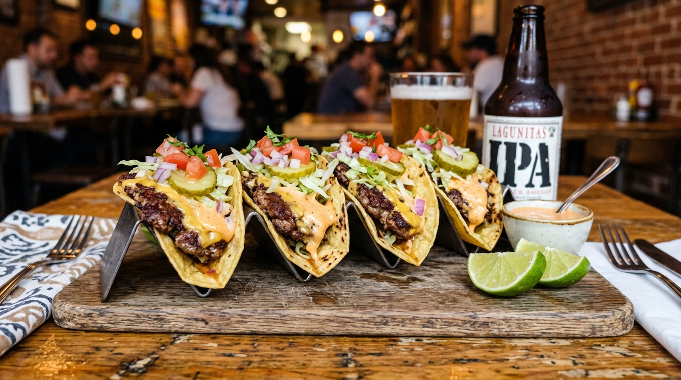 Smash burger tacos